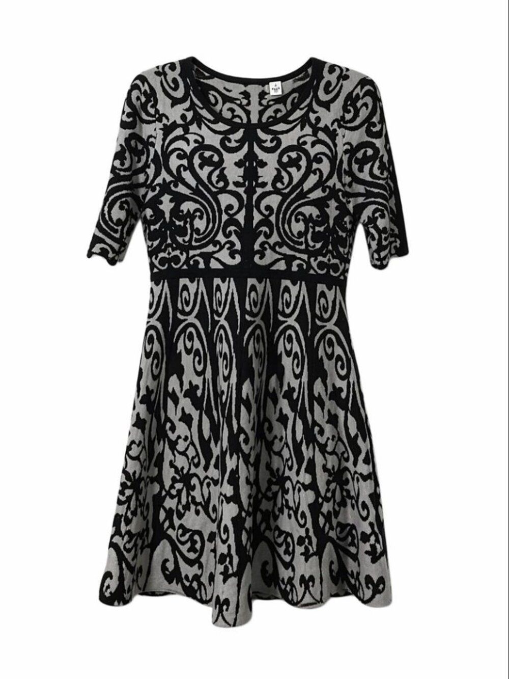 MAURICES Black & White Printed Sweater Dress